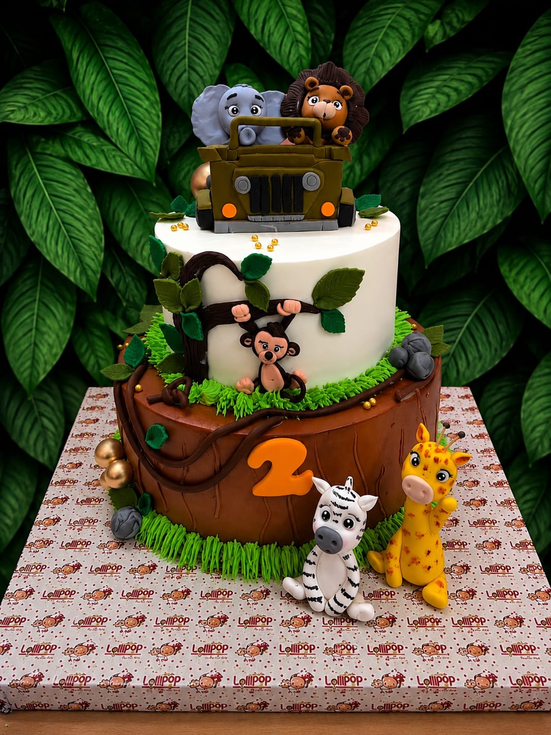 Rainbow Doll & Kitten 2-Tier 1st Birthday Cake